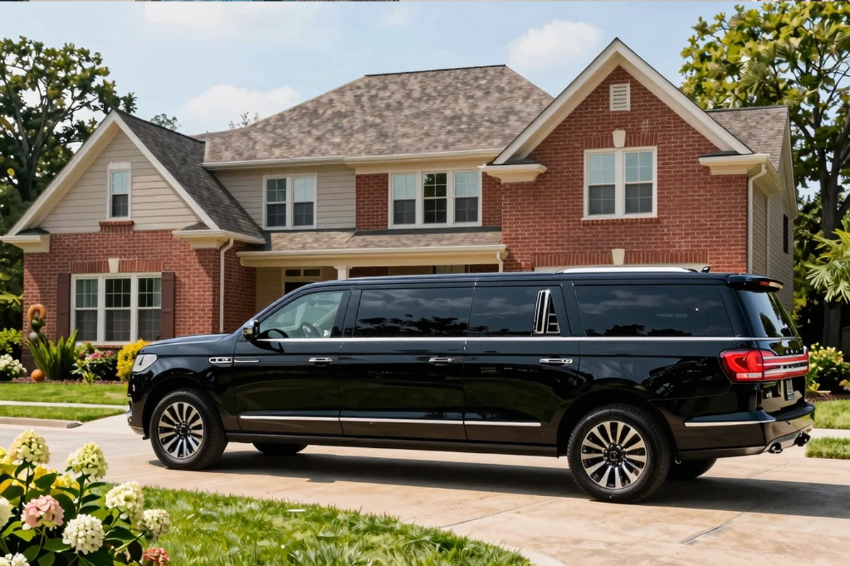 Tinley Park to Midway Limo luxury vehicle staged outside Tinley Park Illinois residence